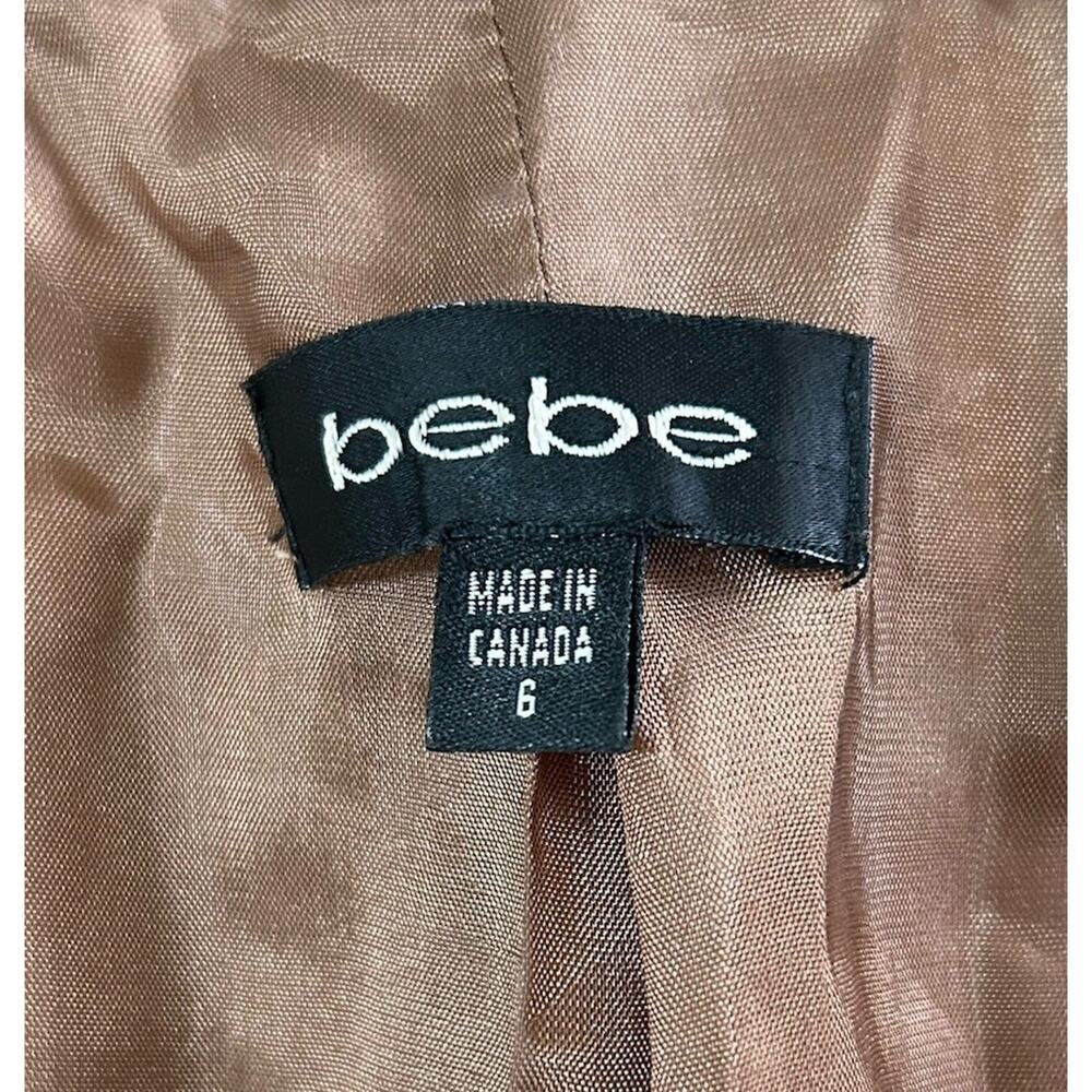 Vintage Bebe Tan Wool Blend Blazer Jacket Herringbone Women’s 6 Y2K Preppy - Picture 5 of 7